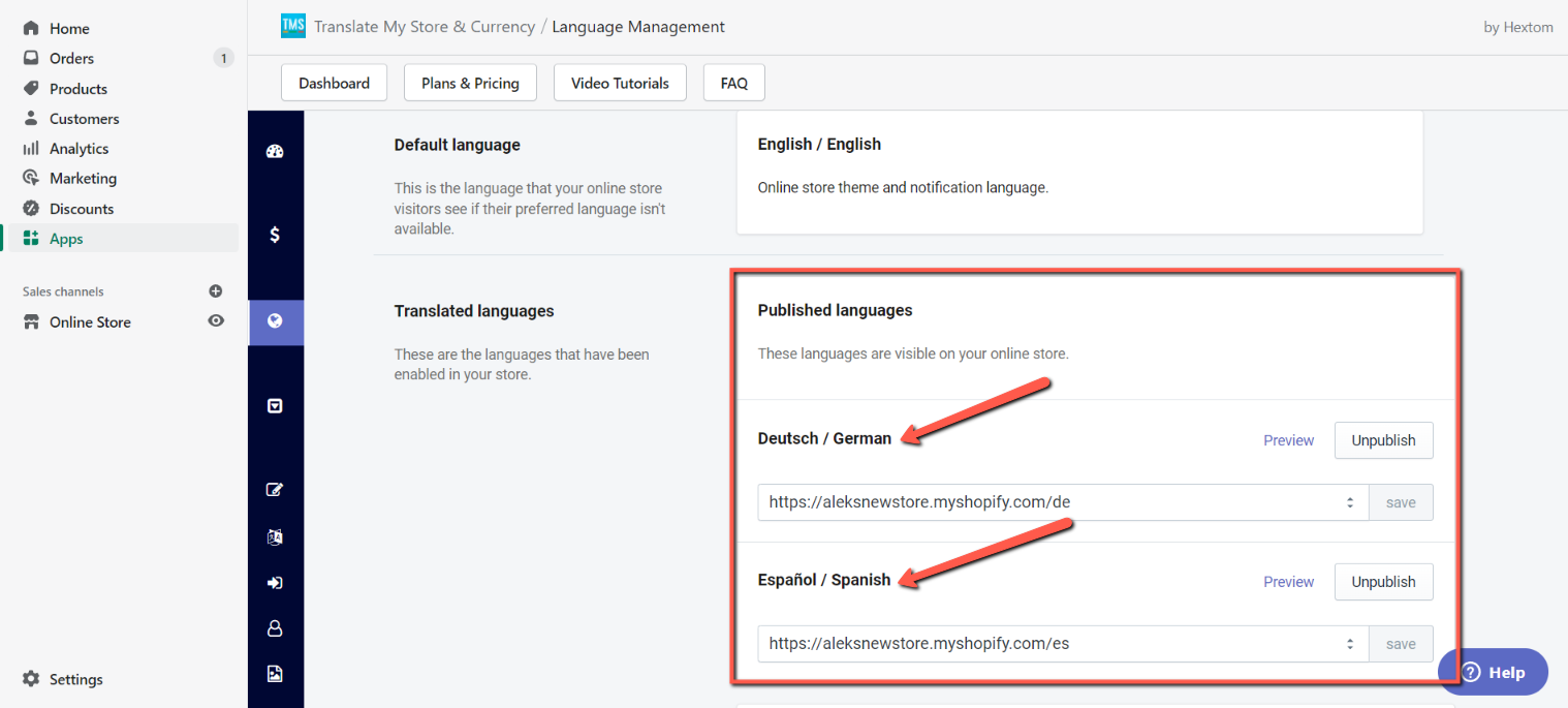 Make sure to Publish the languages that you selected using